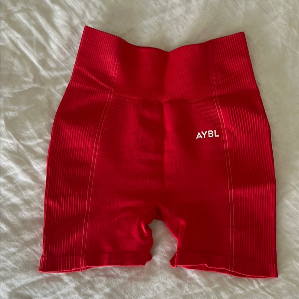 AYBL Red High-Waisted Bike Shorts Seamless Design